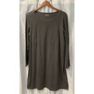 Eileen Fisher Women's Size L Round Neck Long Sleeve Green Pullover Casual Dress